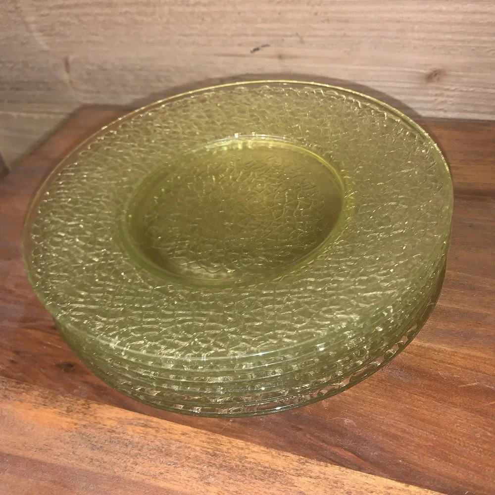 6 LE‎ Smith By Cracky green Depression glass 